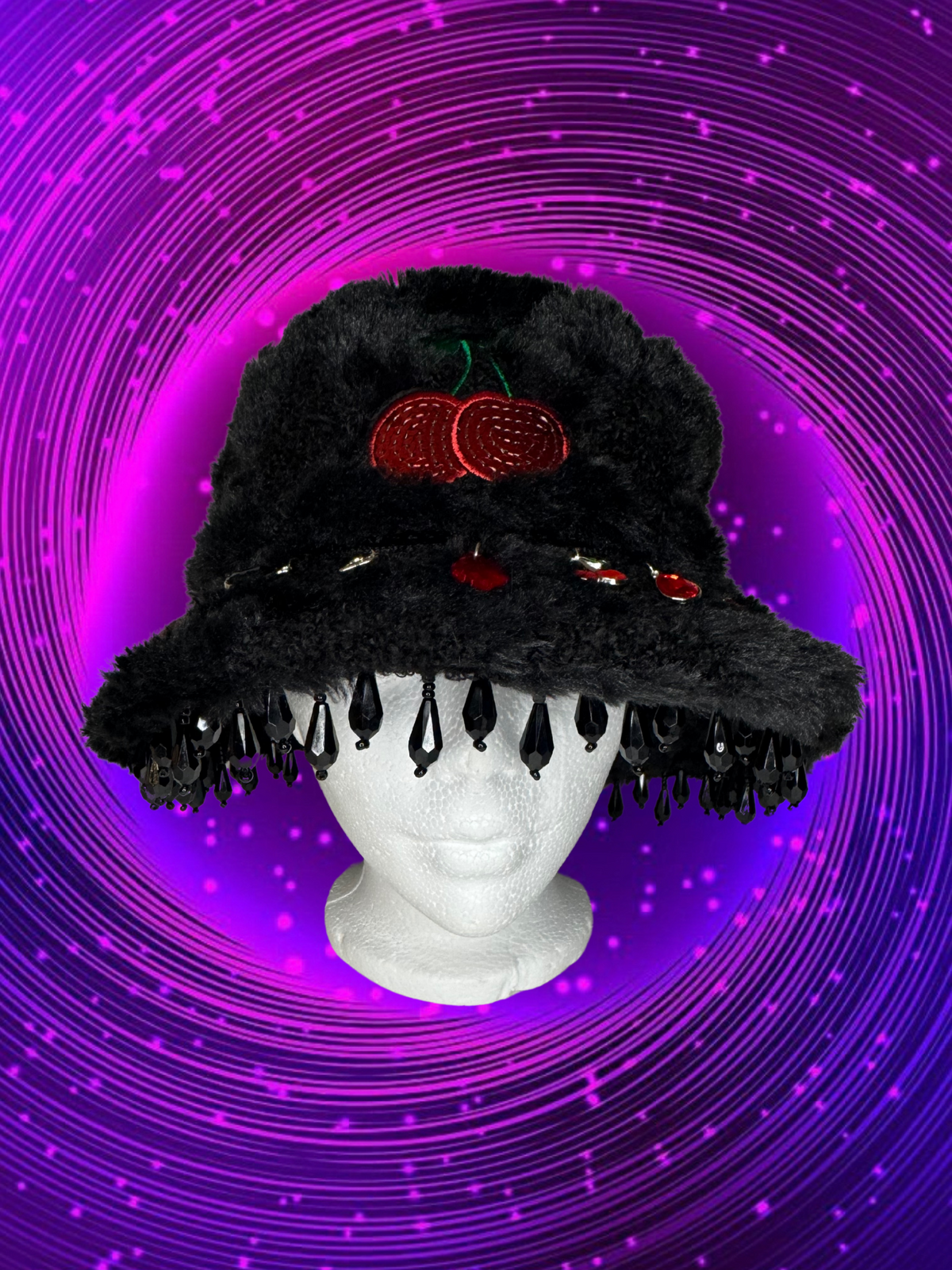CHERRY FURRY BUCKET HAT