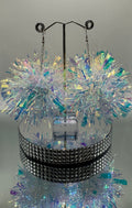 WHITE TINSEL EARRINGS