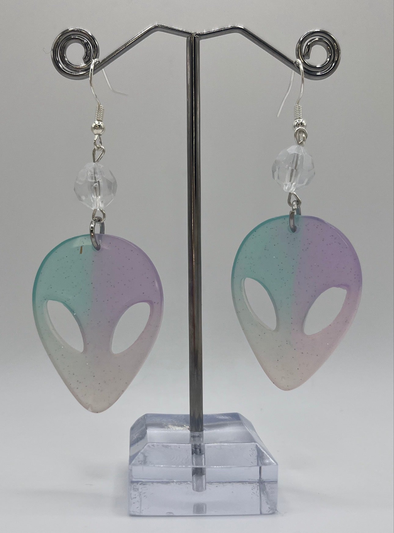 PURPLE & TURQUOISE ALIEN EARRINGS