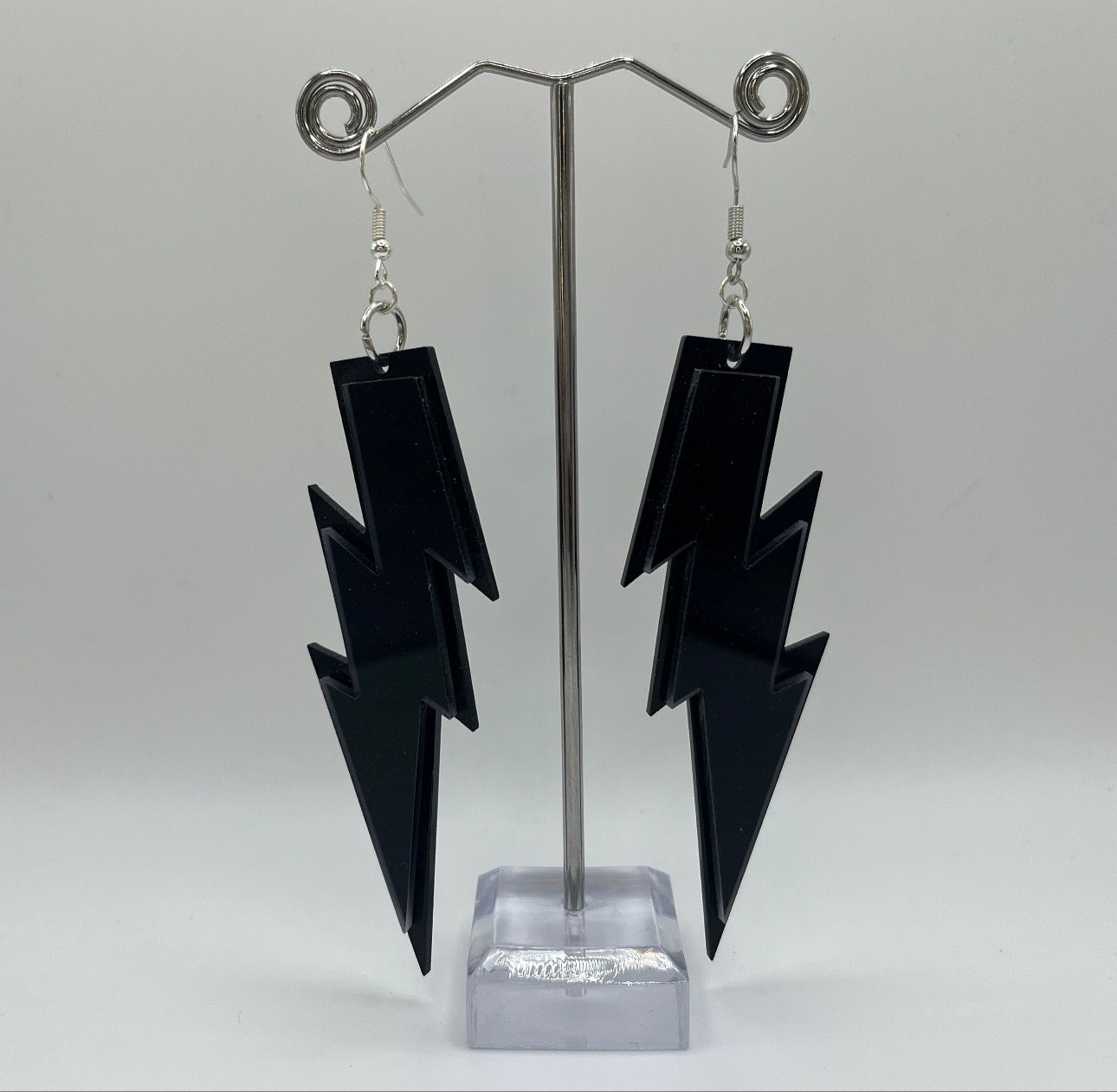 BLACK LIGHTNING BOLT EARRINGS