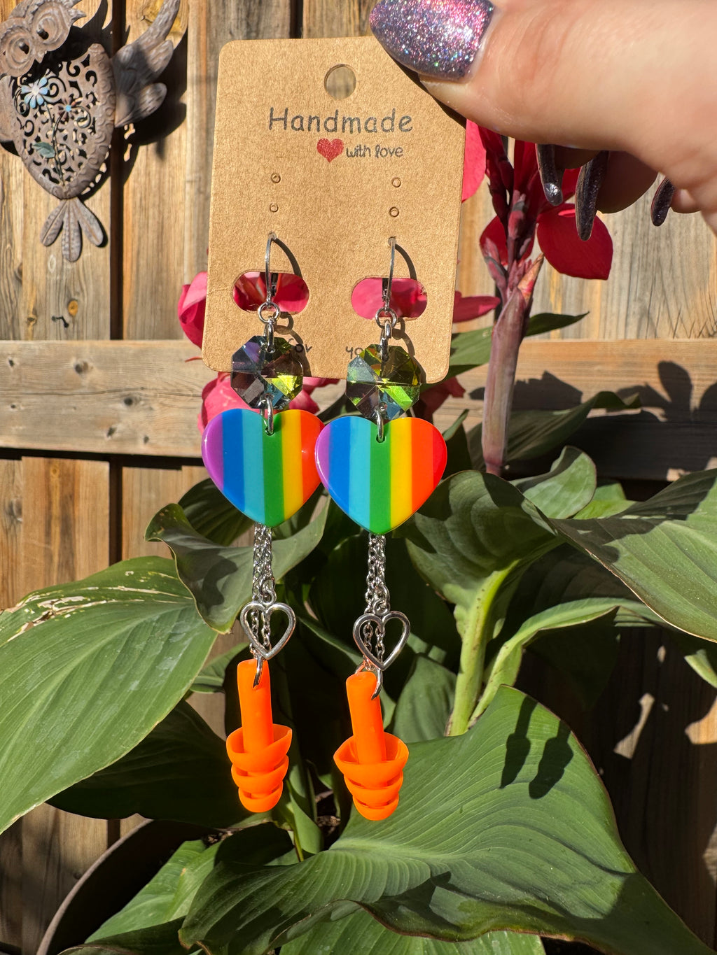 ONE LOVE RAINBOW EARPLUG EARRINGS