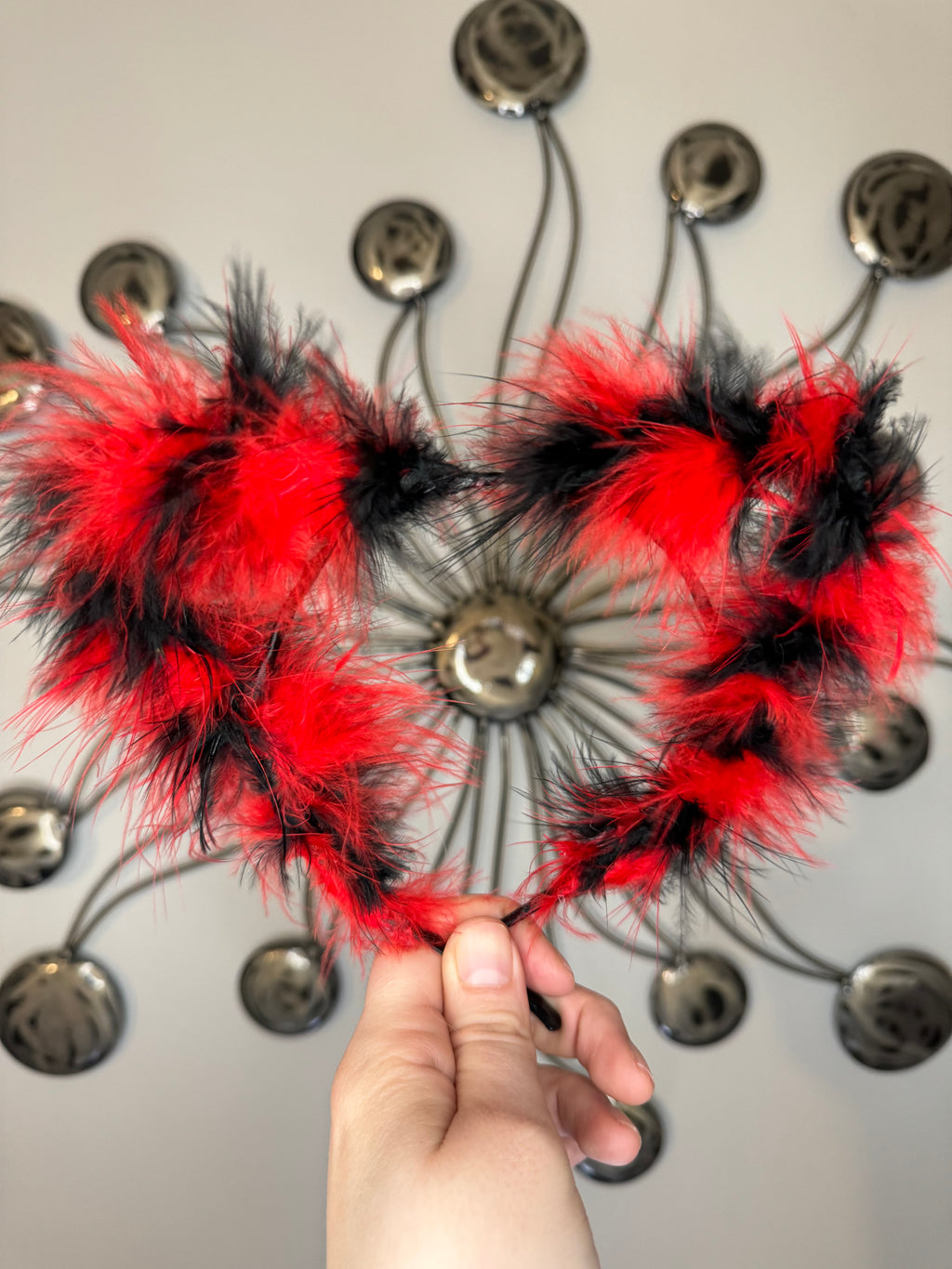 RED BLACK MIX FLUFF EARS