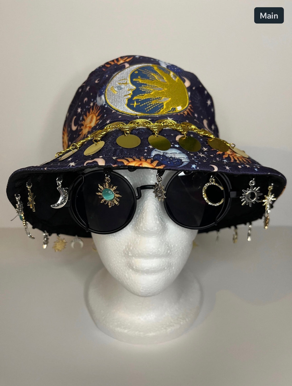CELESTIAL MOON AND STAR BUCKET HAT