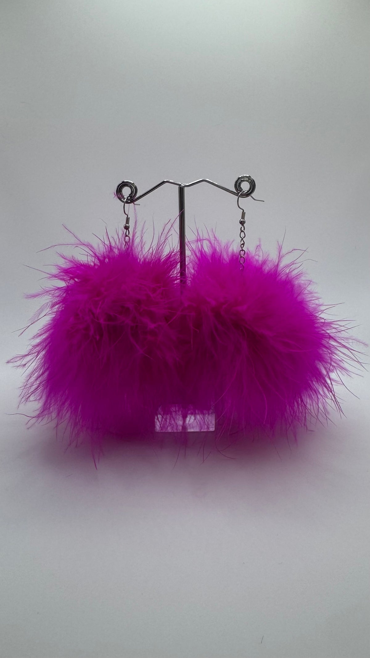 HOT PINK FLUFF EARRINGS