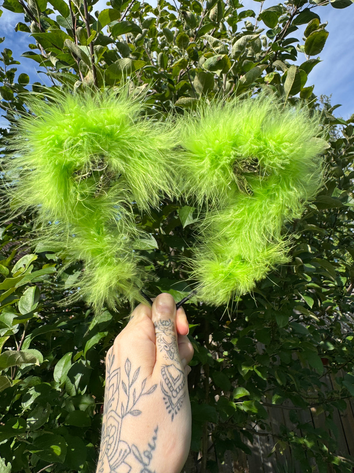LIME GREEN DINO FLUFF EARS
