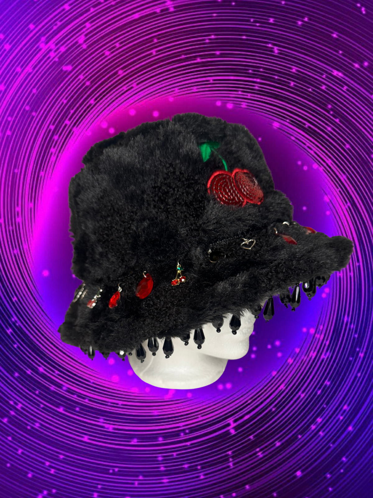 CHERRY FURRY BUCKET HAT