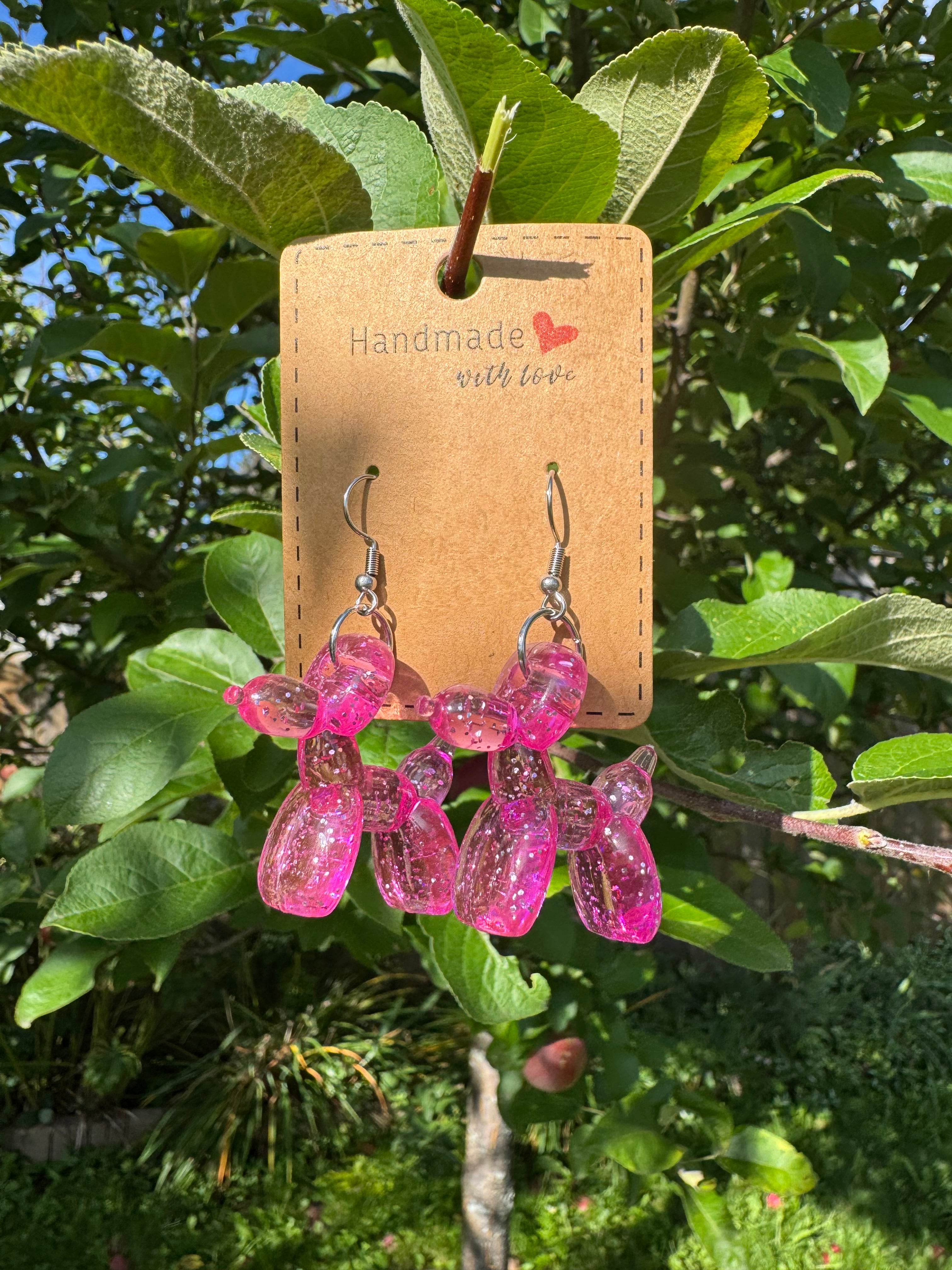 PINK BALLOON ANIMAL EARRINGS