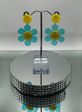 BLUE & YELLOW FLOWER EARRINGS