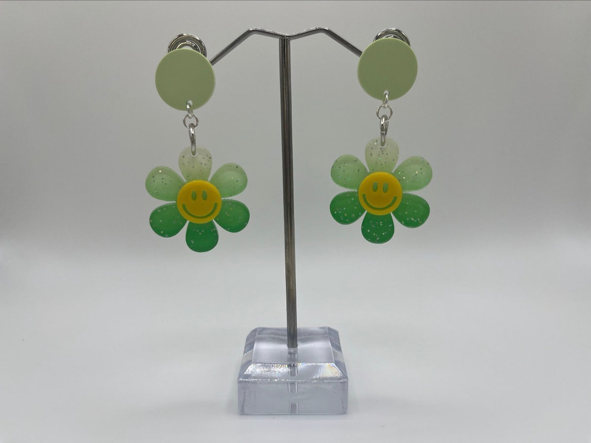 GREEN & YELLOW FLOWER EARRINGS