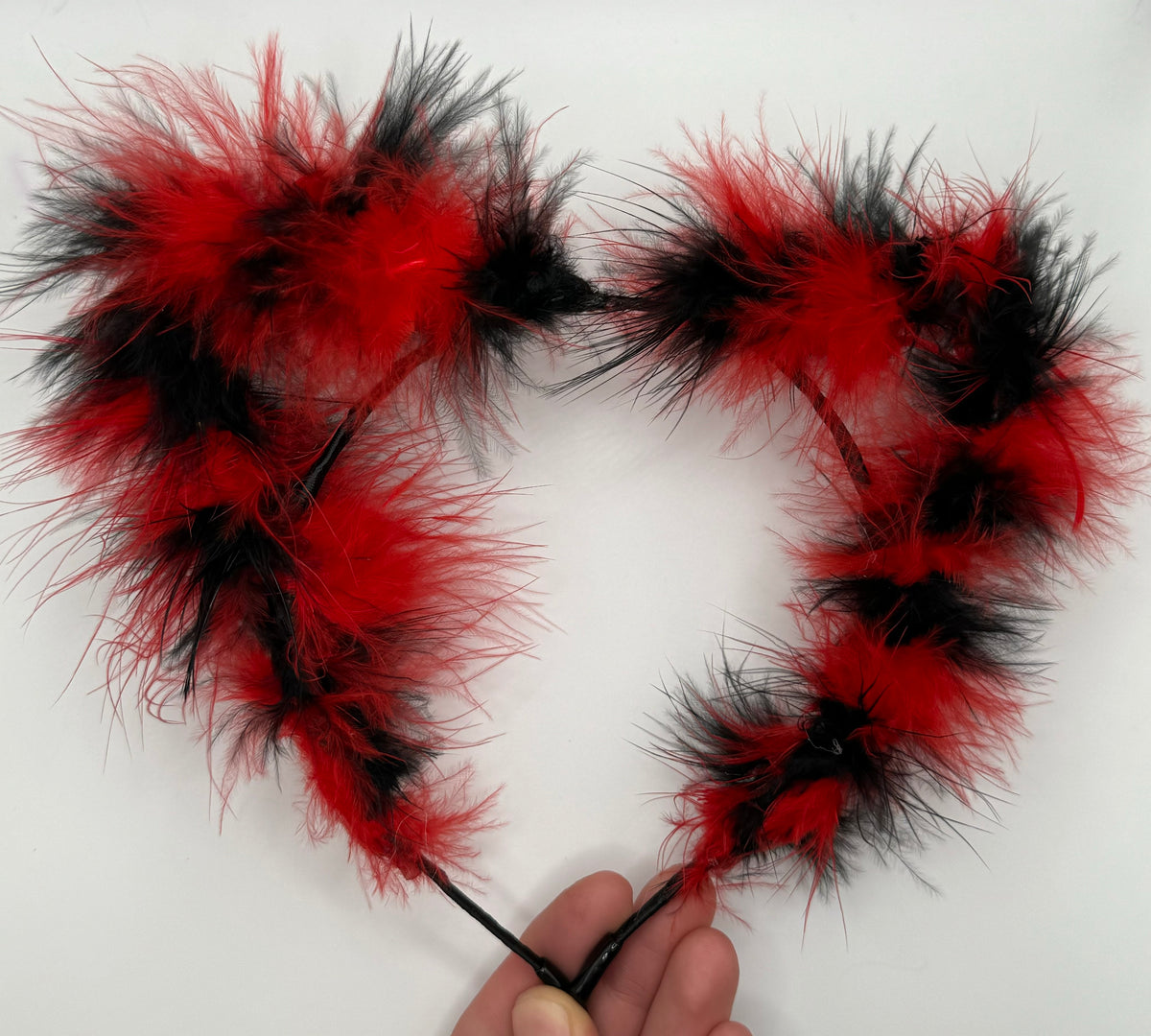 RED BLACK MIX FLUFF EARS
