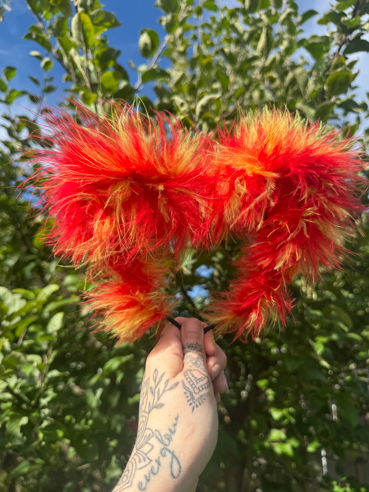 RED & YELLOW MIXED FLUFF EARS