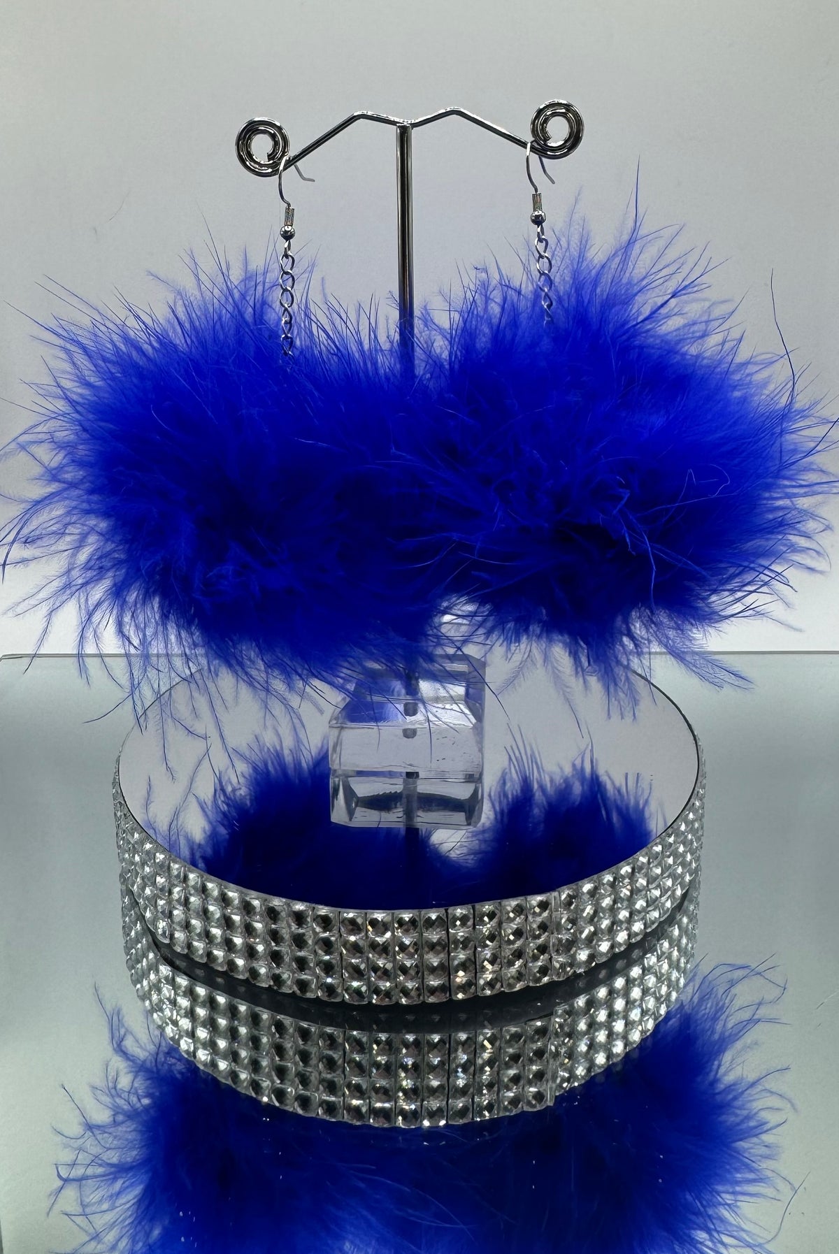 ROYAL BLUE FLUFF EARRINGS