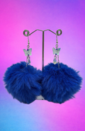 BUTTERFLY ROYAL BLUE POM POM EARRINGS