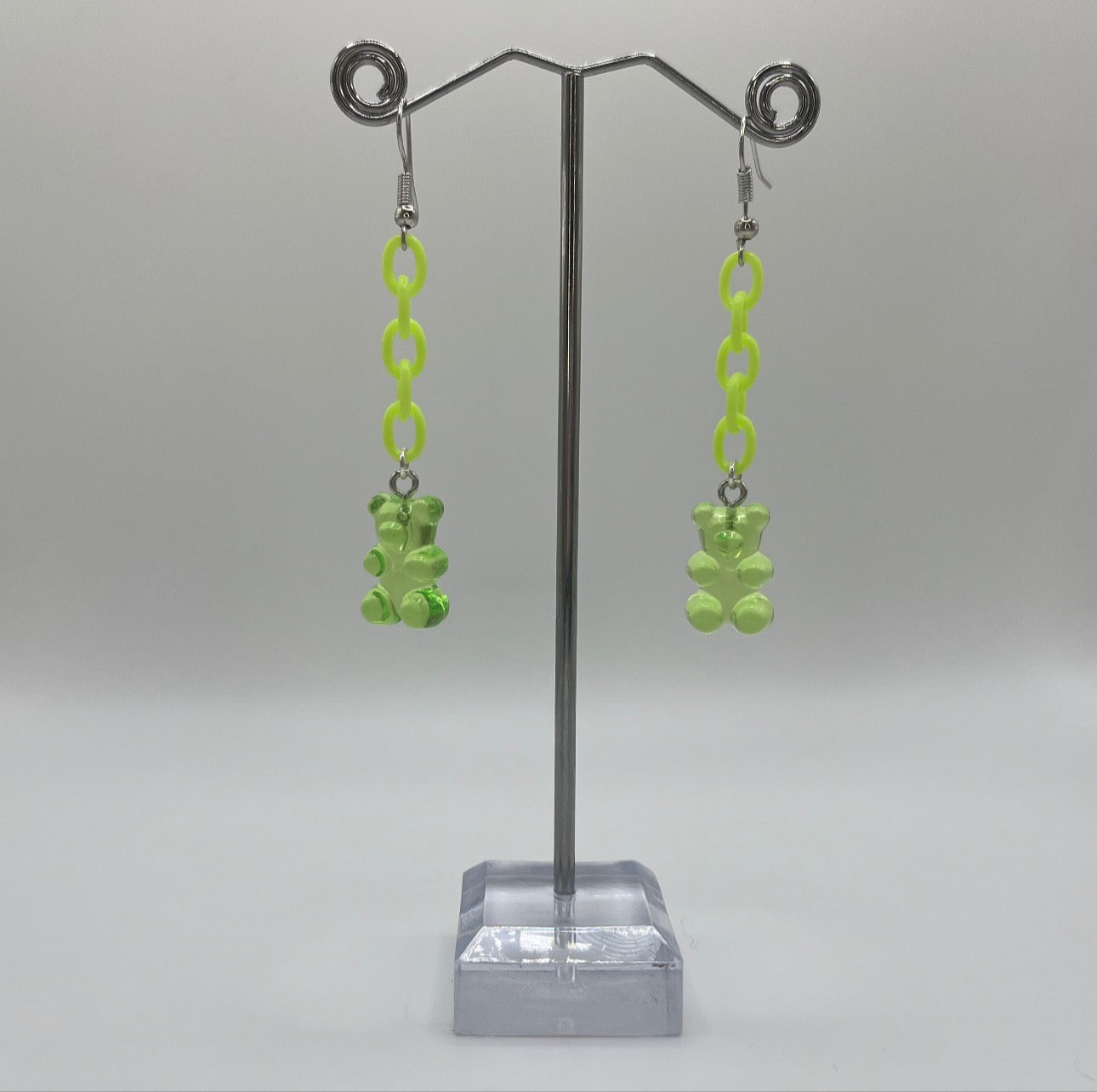 LIME GREEN GUMMY BEAR EARRINGS