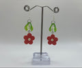 PINK FLOWER LEAF EARRINGS