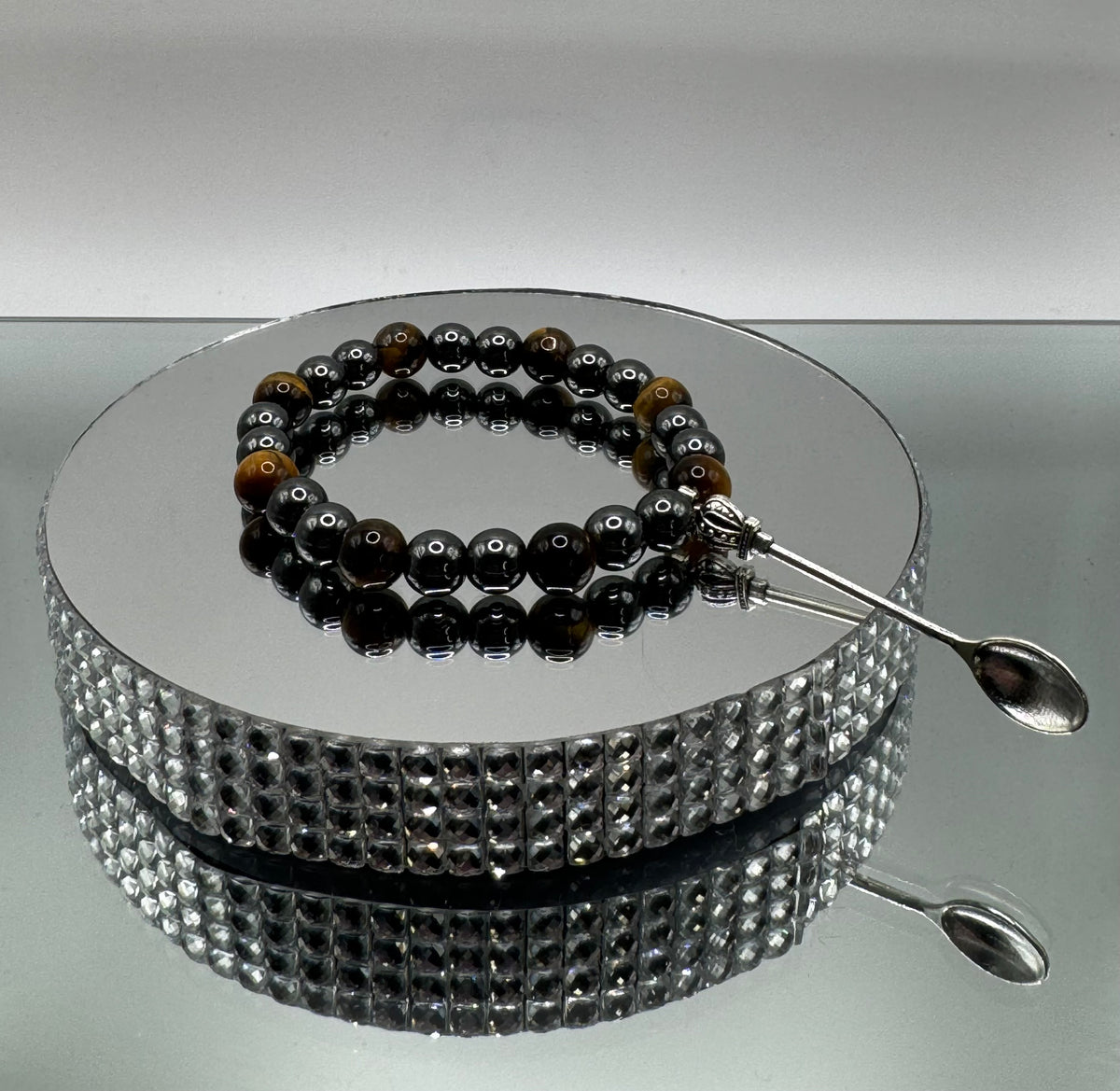 TIGER’S EYE & BLACK HEMATITE STONE BEAD BRACELET