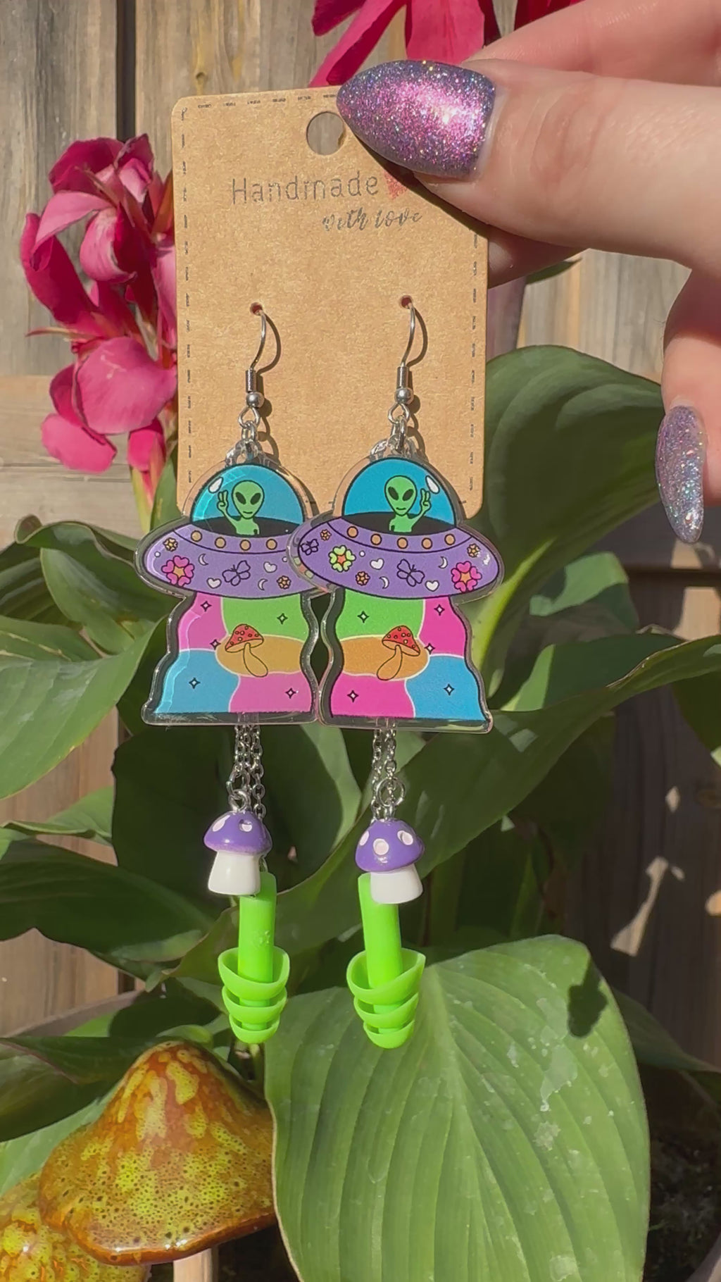 SPACESHIP MUSHROOM EARPLUG EARRINGS