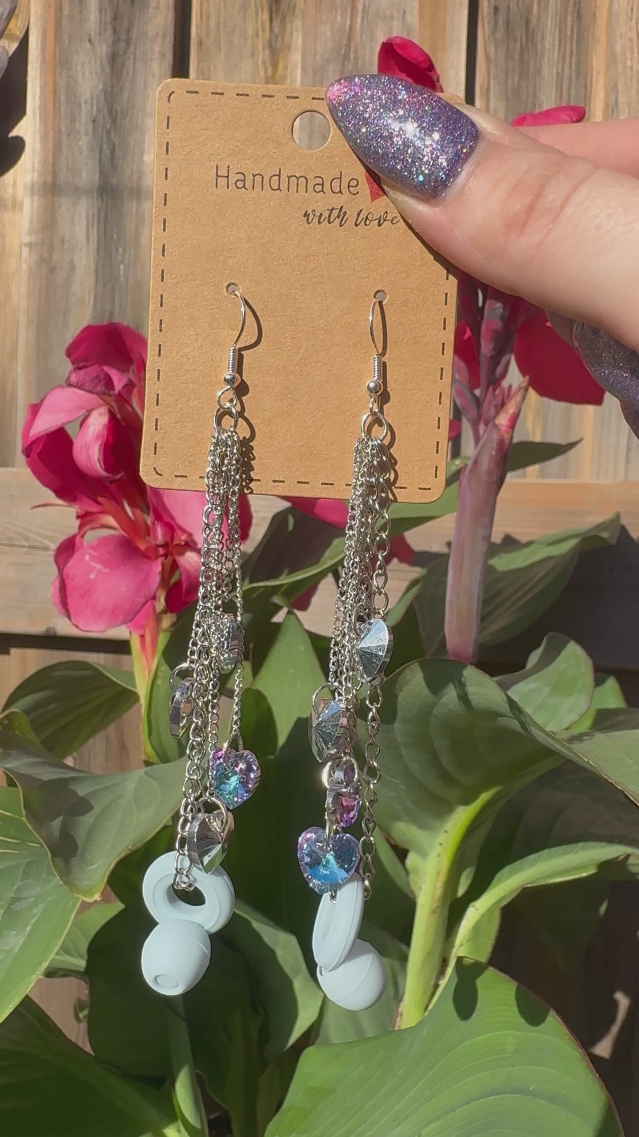 BLUE FALLING HEARTS EARPLUGS EARRINGS