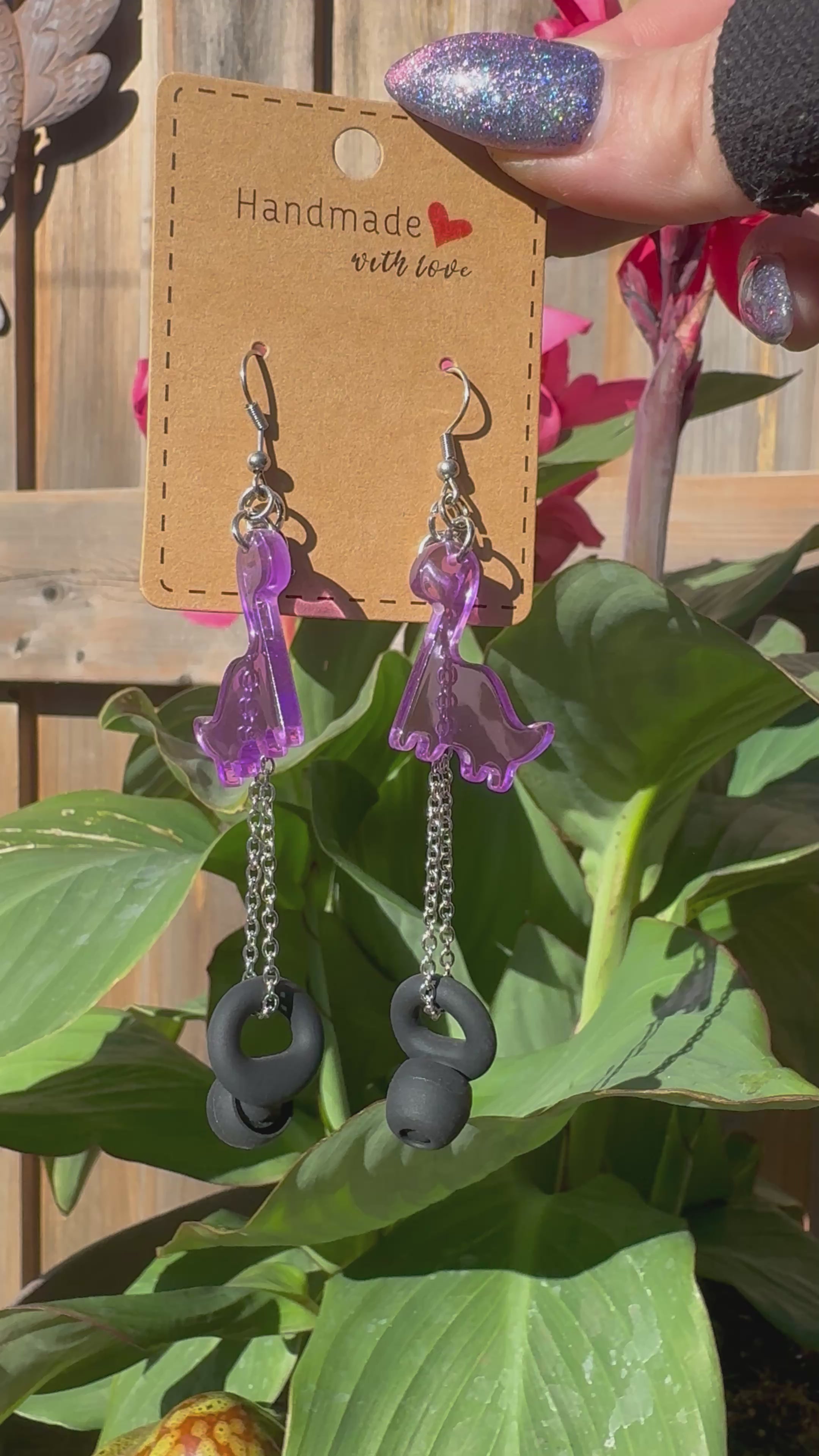 PURPLE DINO EARPLUG EARRINGS
