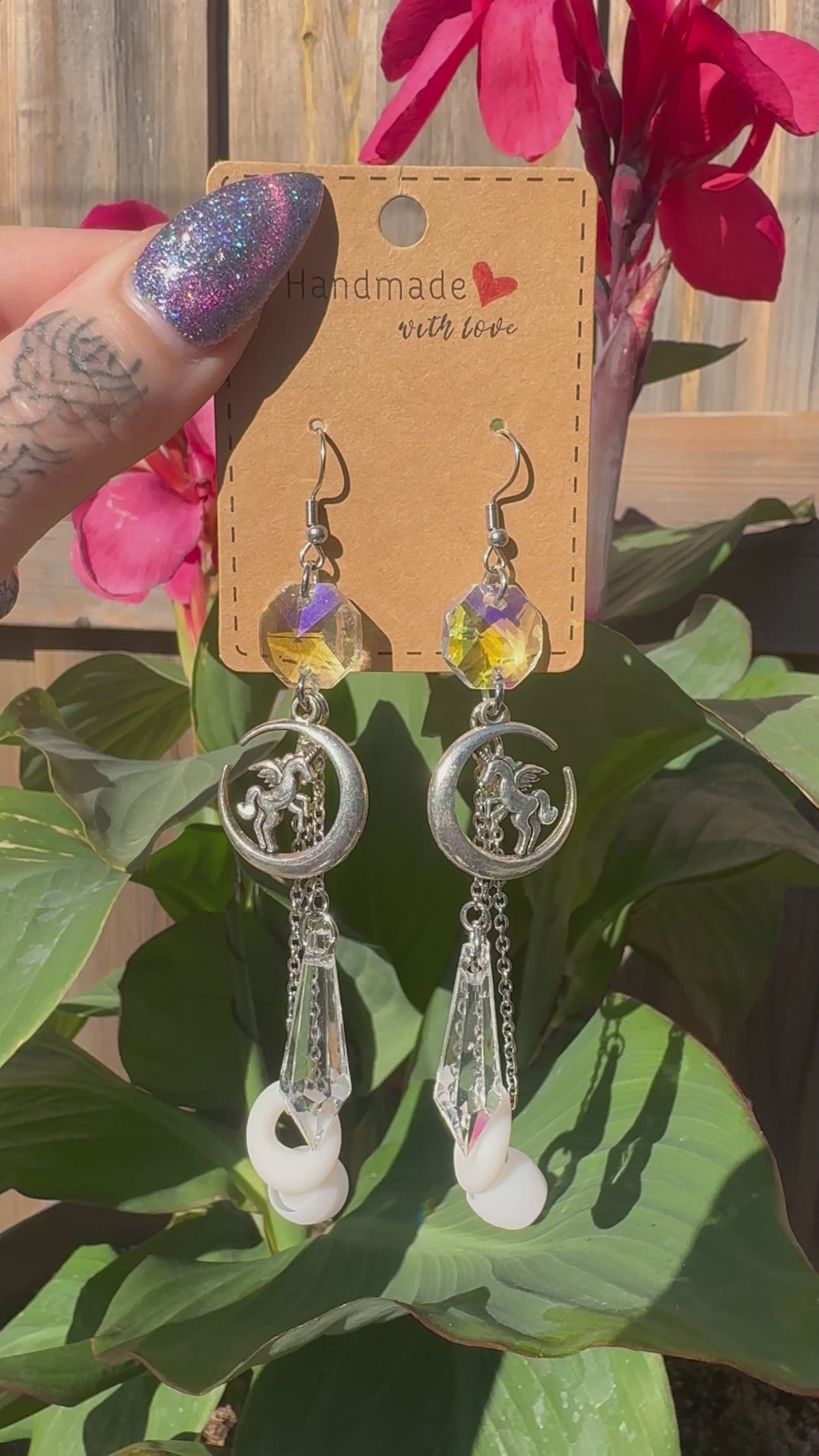 UNICORN CRYSTAL EARPLUG EARRINGS