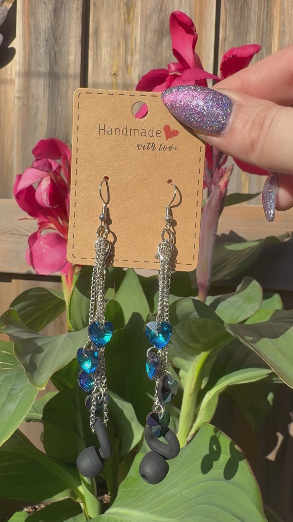 ROYAL BLUE HEARTS EARPLUG EARRINGS