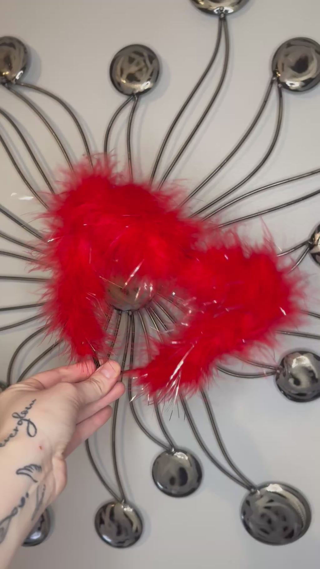 RED TINSEL FLUFF EARS