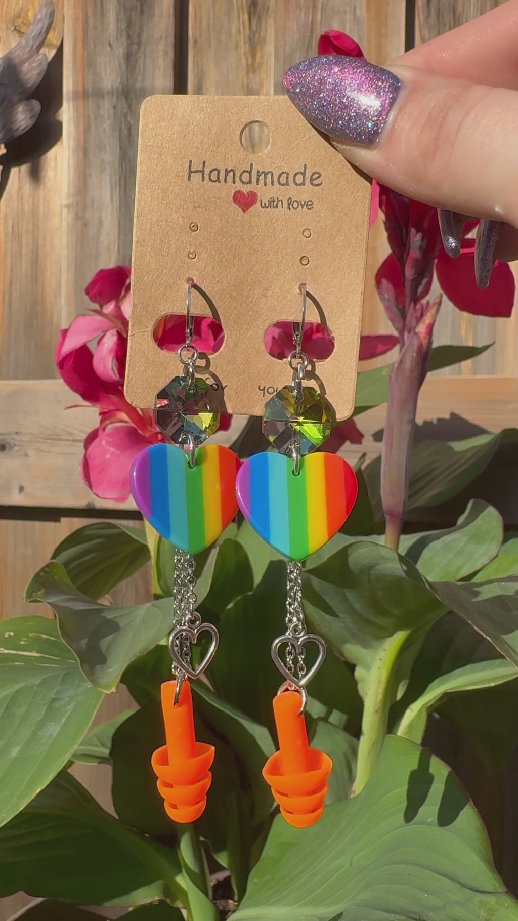 ONE LOVE RAINBOW EARPLUG EARRINGS
